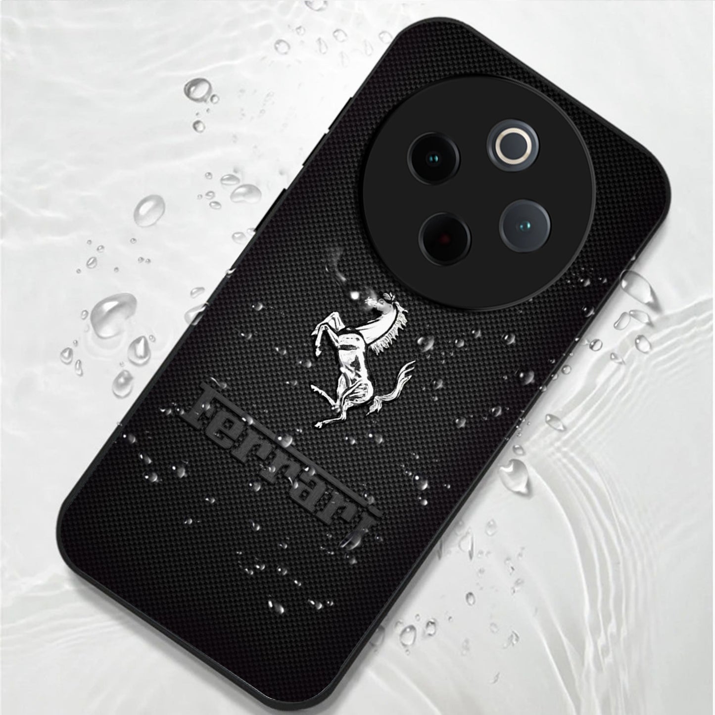 Vivo T4 5G Premium Acrylic Shockproof Glass Back Case (Ferrari Carbon Fiber)