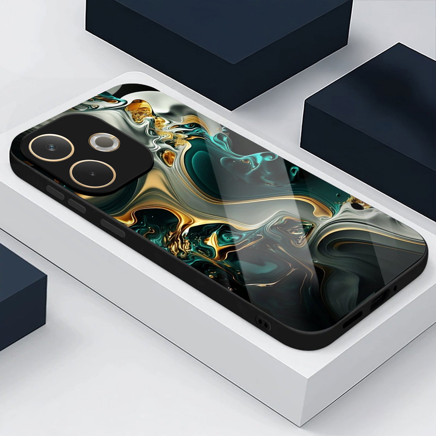 Oppo A5 Pro 5G Premium Acrylic Shockproof Glass Back Case (Ocean Ember)