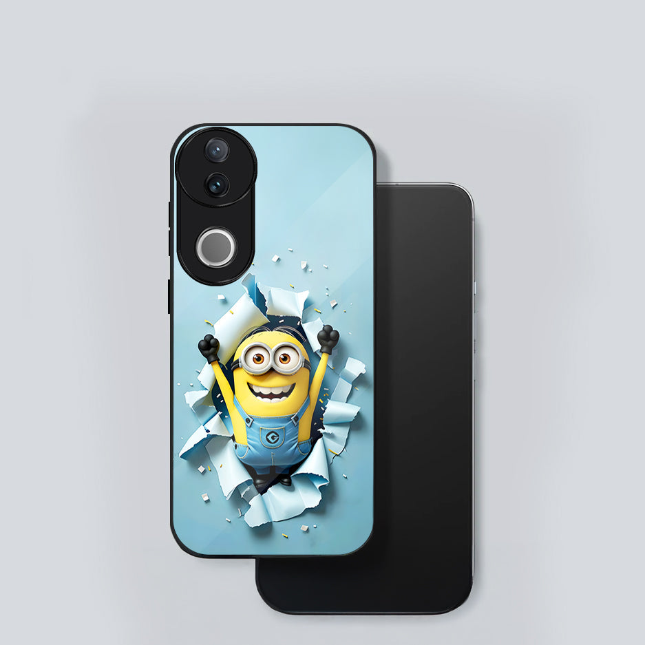 Vivo V50 5G Premium Acrylic Shockproof Glass Back Case (Minion Burst)