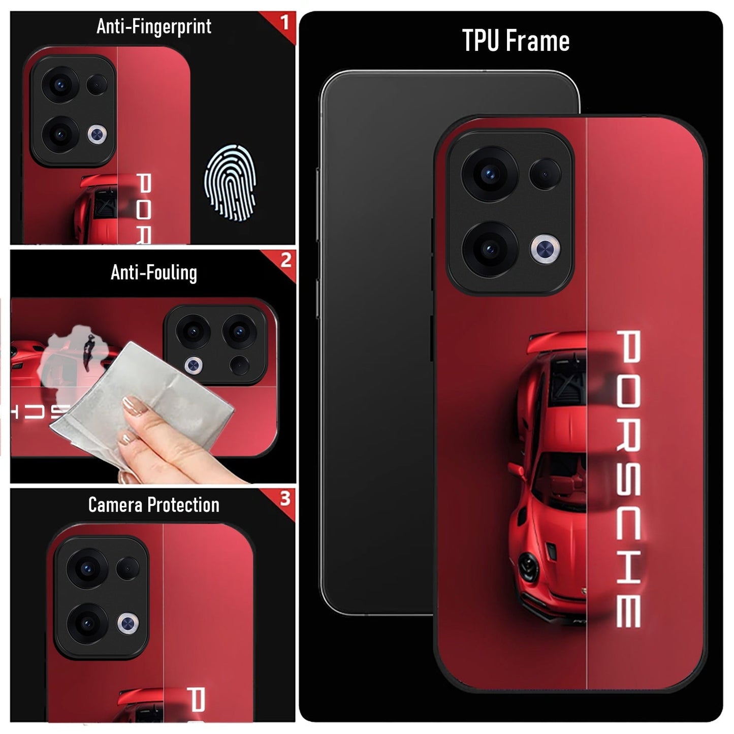 Oppo Reno 13 5G Premium Acrylic Shockproof Glass Back Case (Red Porsche)