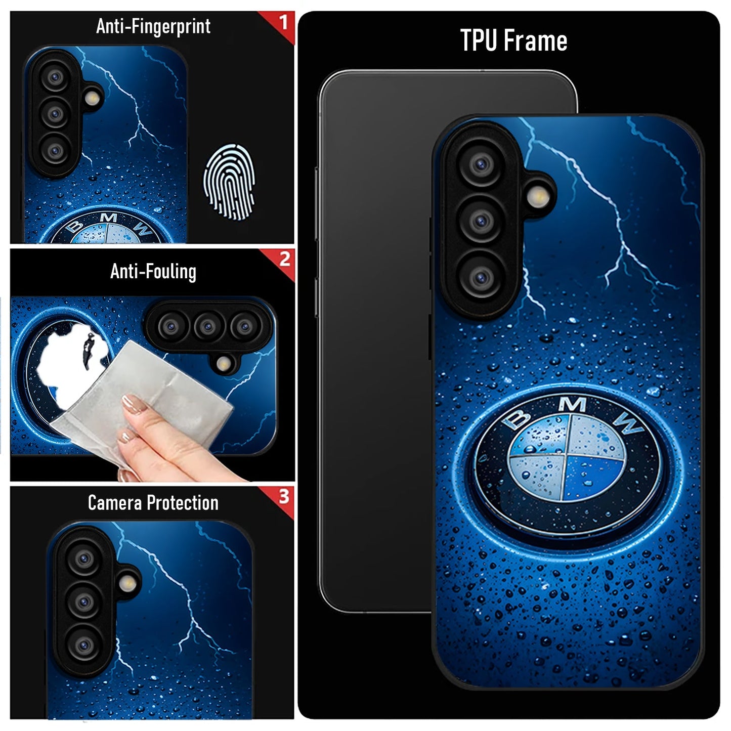 Samsung Galaxy A56 Premium Acrylic Shockproof Glass Back Case (Lightning Badge)