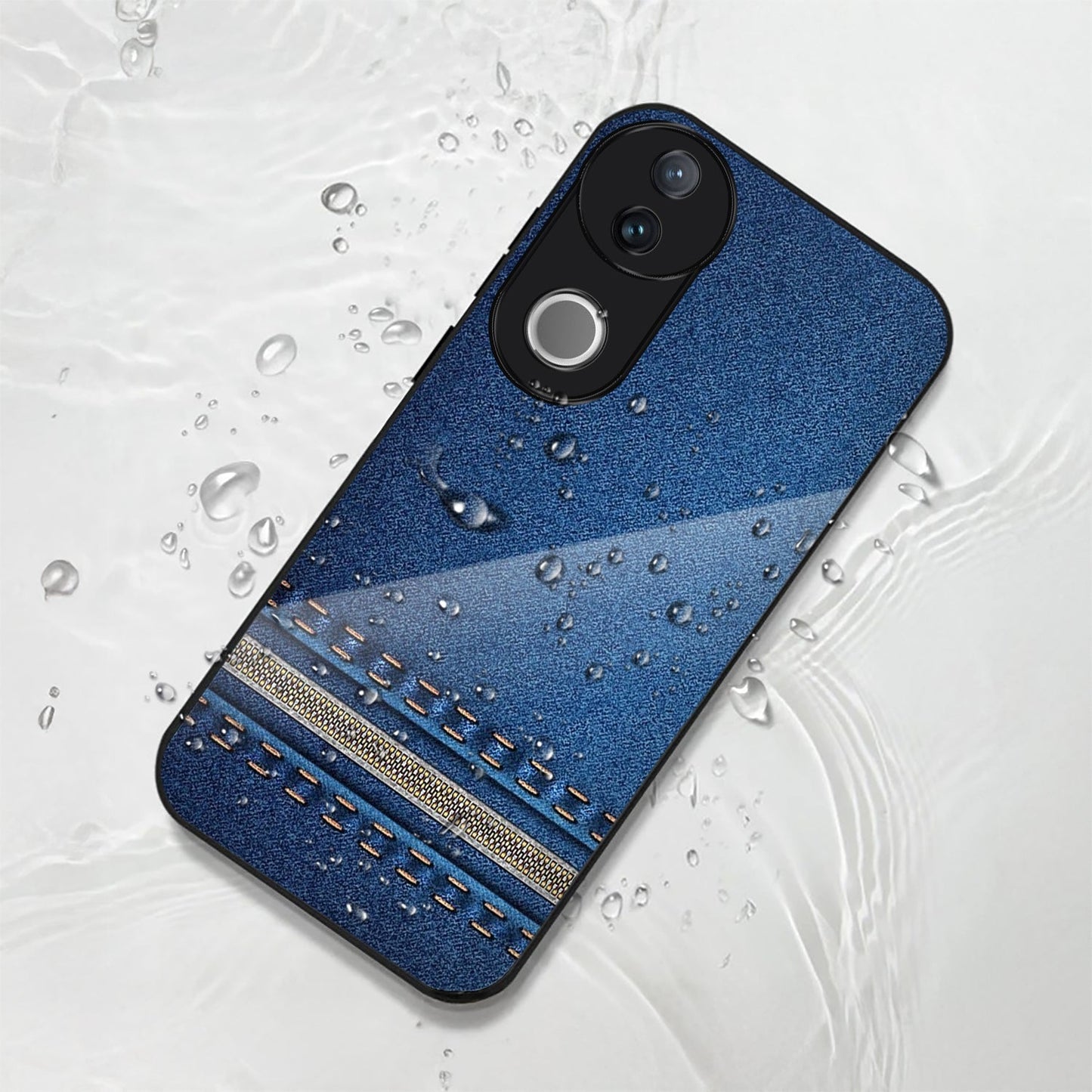 Vivo V50 5G Premium Acrylic Shockproof Glass Back Case (Denim Shield)