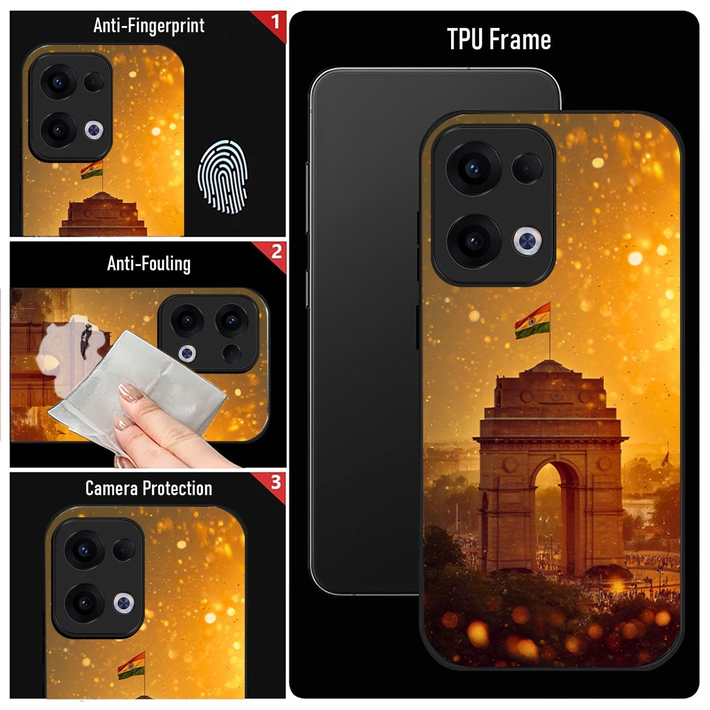 Oppo Reno 13 5G Premium Acrylic Shockproof Glass Back Case (India Gate)