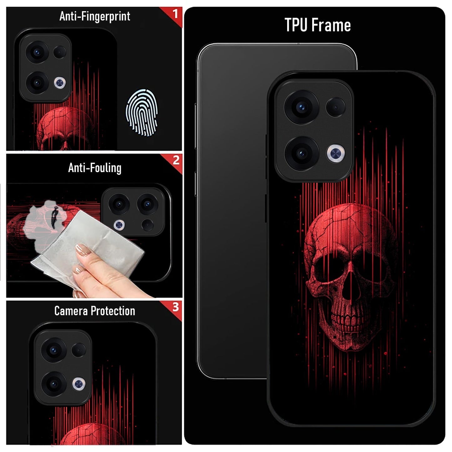 Oppo Reno 13 5G Premium Acrylic Shockproof Glass Back Case (Reaper)