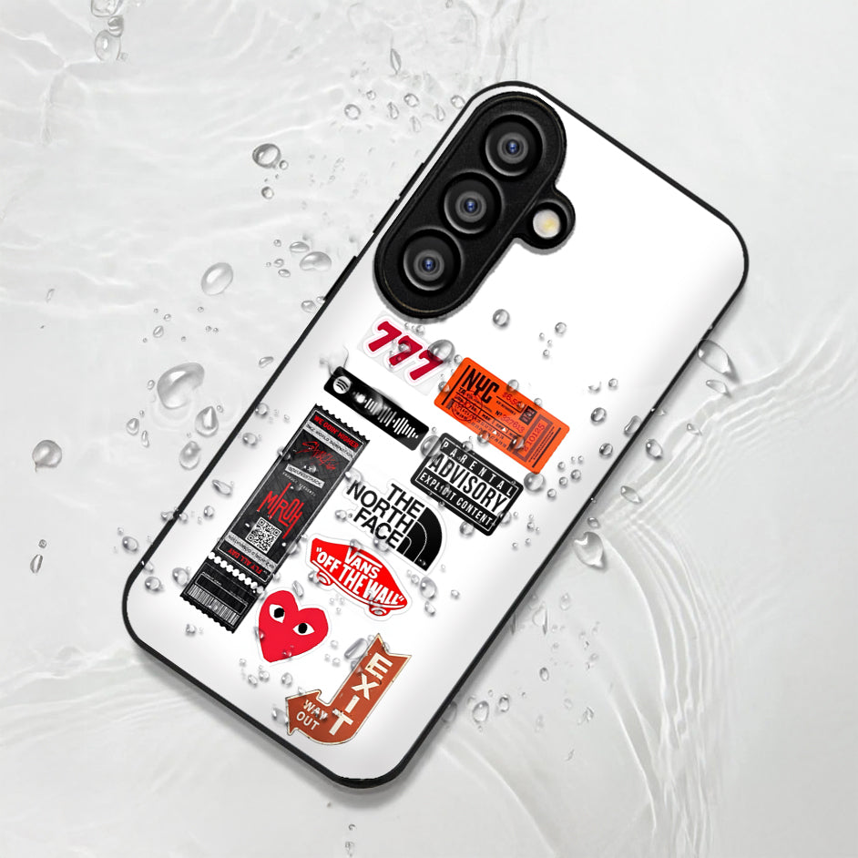 Samsung Galaxy A56 Premium Acrylic Shockproof Glass Back Case (Sticker Bundle Case)