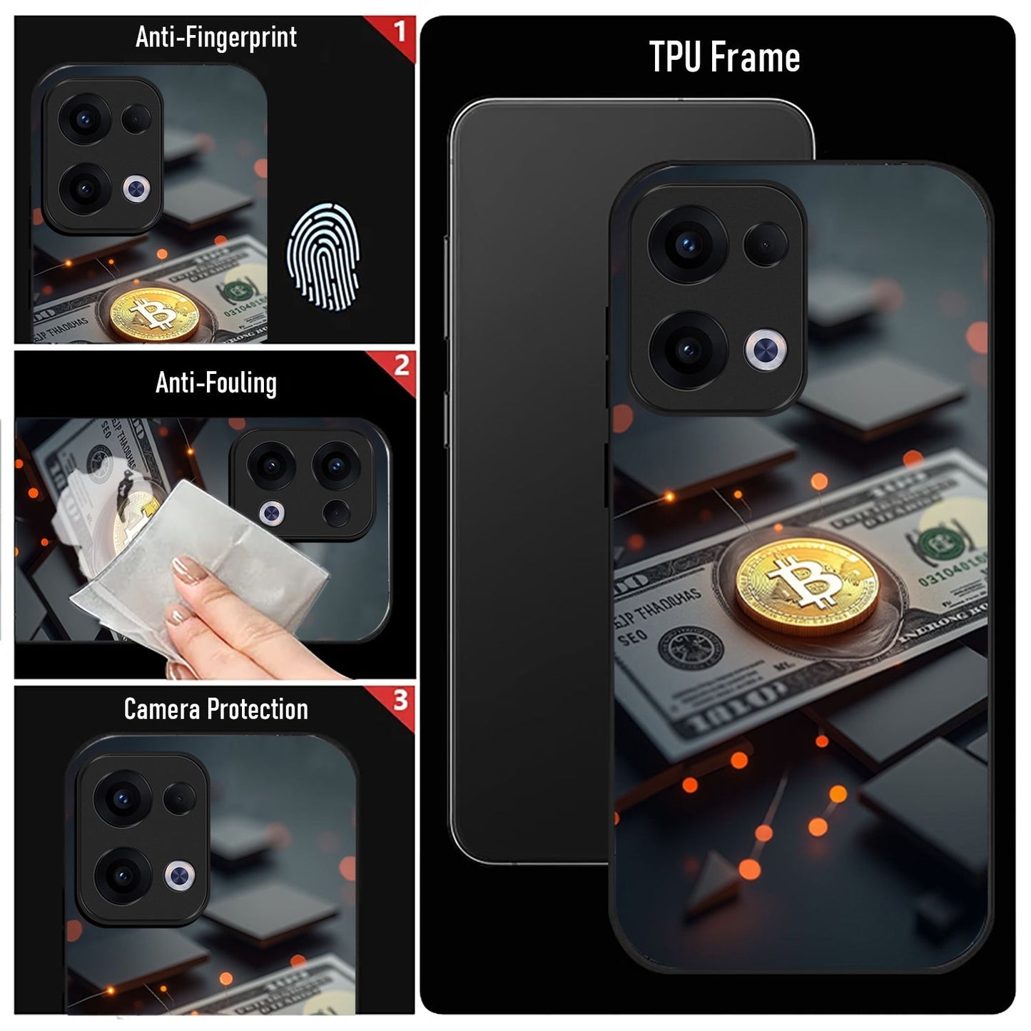 Oppo Reno 13 5G Premium Acrylic Shockproof Glass Back Case (Billion Dollar)