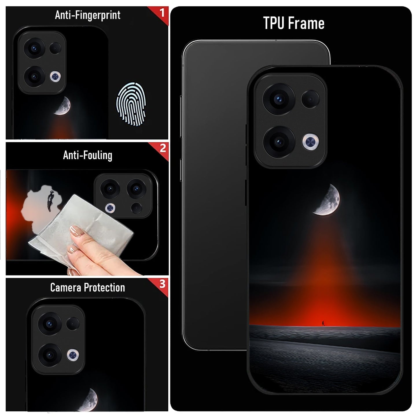 Oppo Reno 13 5G Premium Acrylic Shockproof Glass Back Case (Silent Moon)