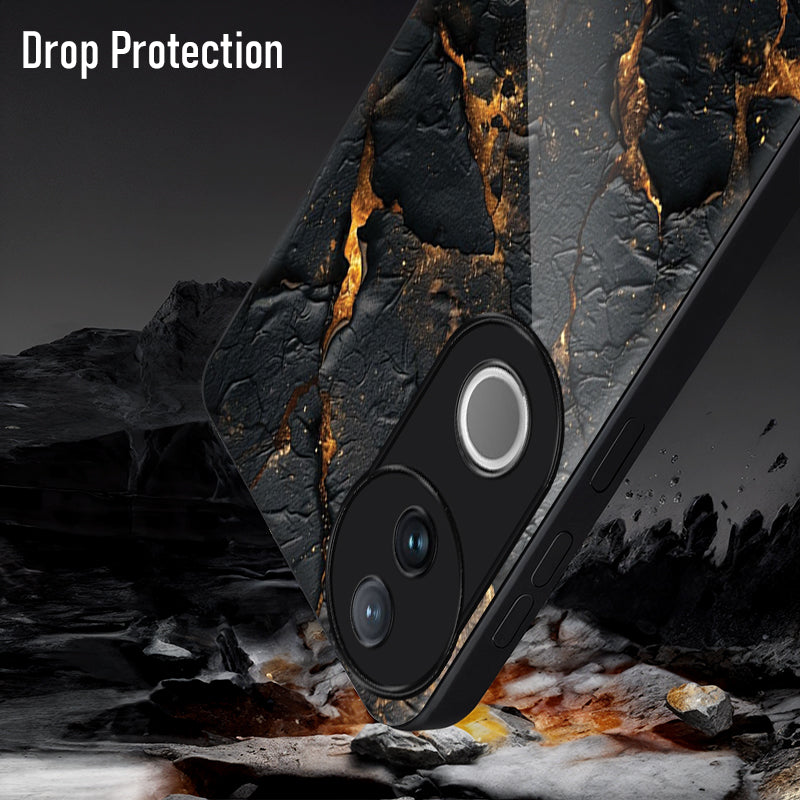 Vivo V50 5G Premium Acrylic Shockproof Glass Back Case (Volcanic Gold)