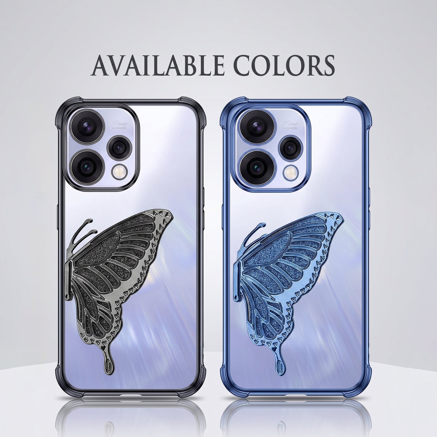 Oppo Reno 15 5G Premium Butterfly Glitter Transparent Shockproof Airbag Phone Case