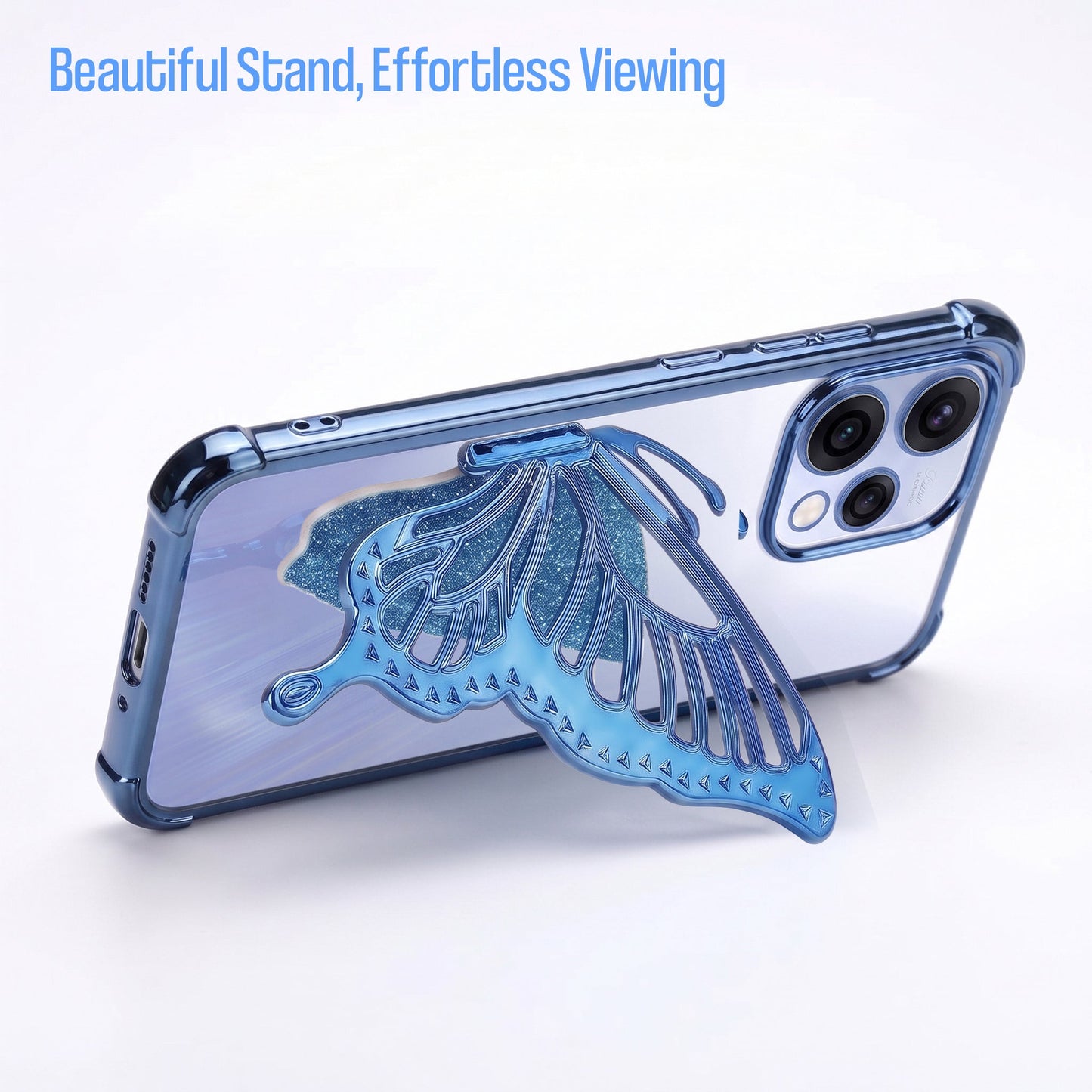 Oppo Reno 15 5G Premium Butterfly Glitter Transparent Shockproof Airbag Phone Case