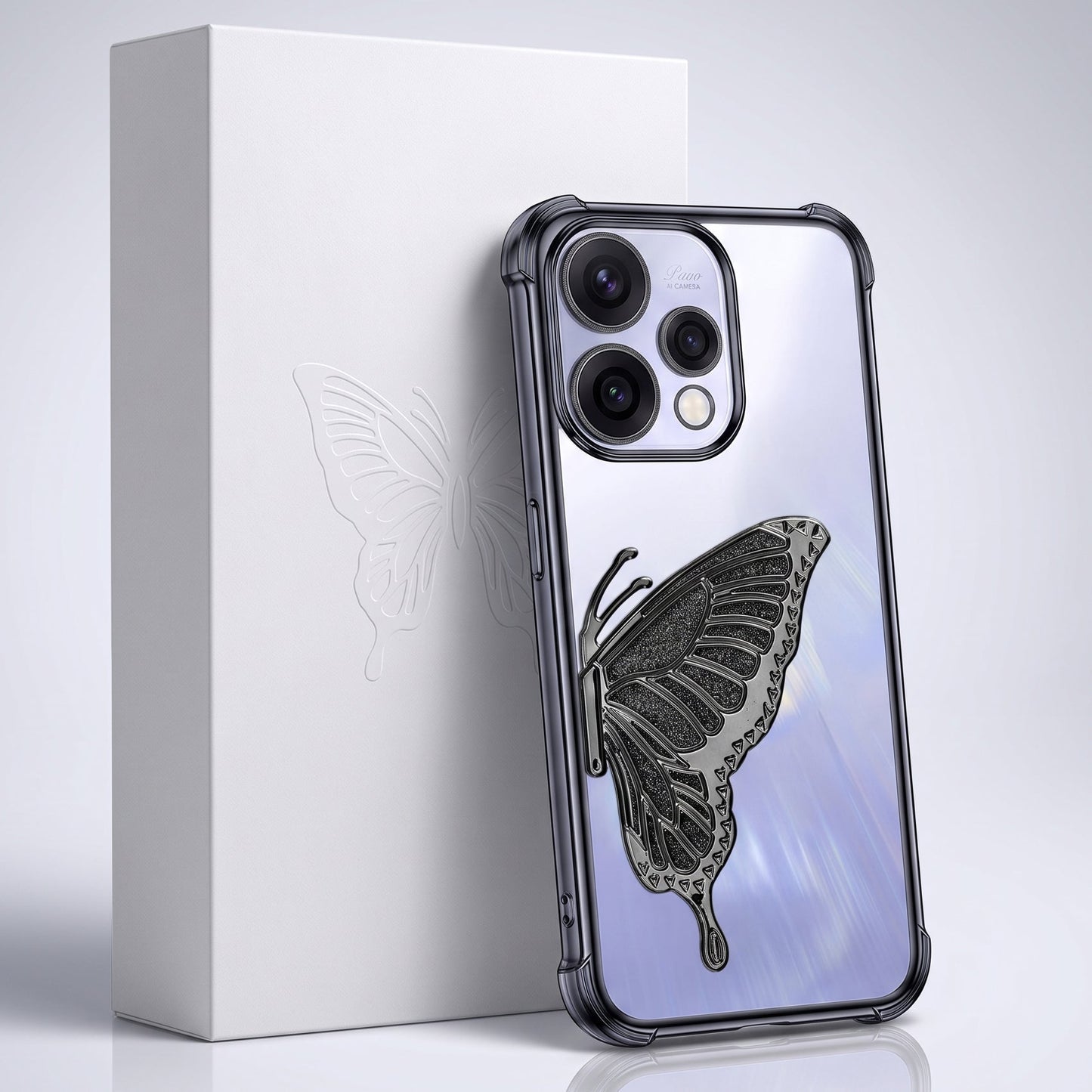 Oppo Reno 15 5G Premium Butterfly Glitter Transparent Shockproof Airbag Phone Case