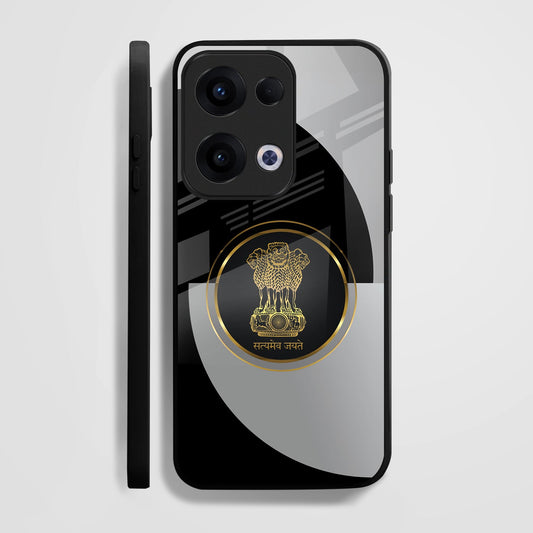 Oppo Reno 13 5G Premium Acrylic Shockproof Glass Back Case (Satyamev Noir)