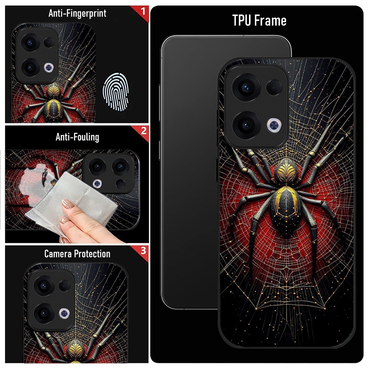 Oppo Reno 13 5G Premium Acrylic Shockproof Glass Back Case (Spider Core)