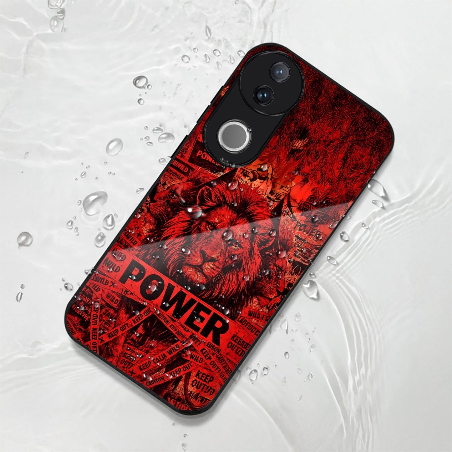 Vivo V50 5G Premium Acrylic Shockproof Glass Back Case (Lion Power)