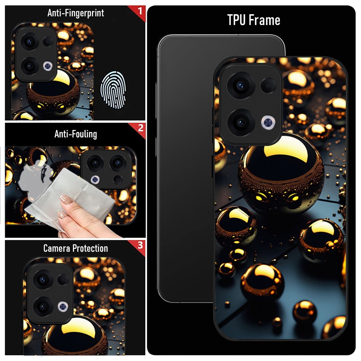 Oppo Reno 13 5G Premium Acrylic Shockproof Glass Back Case (Molten Gold)