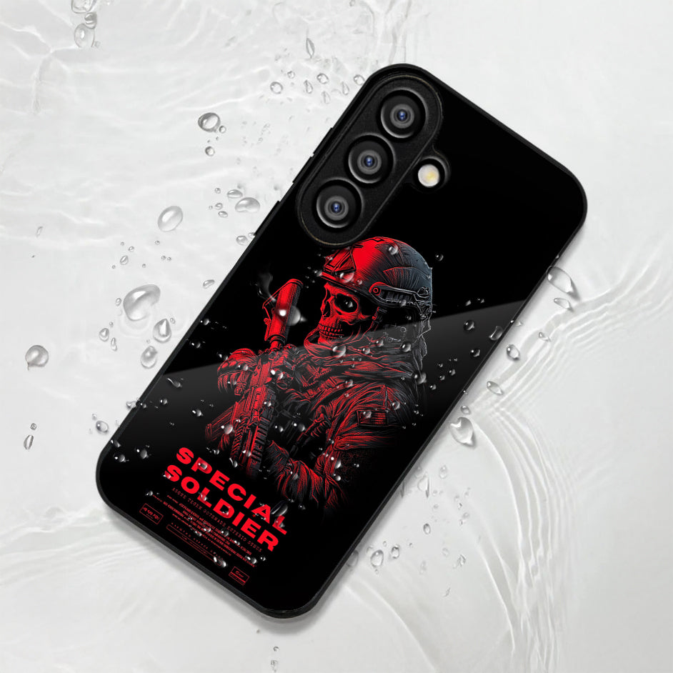 Samsung Galaxy A56 Premium Acrylic Shockproof Glass Back Case (Special Soldier)