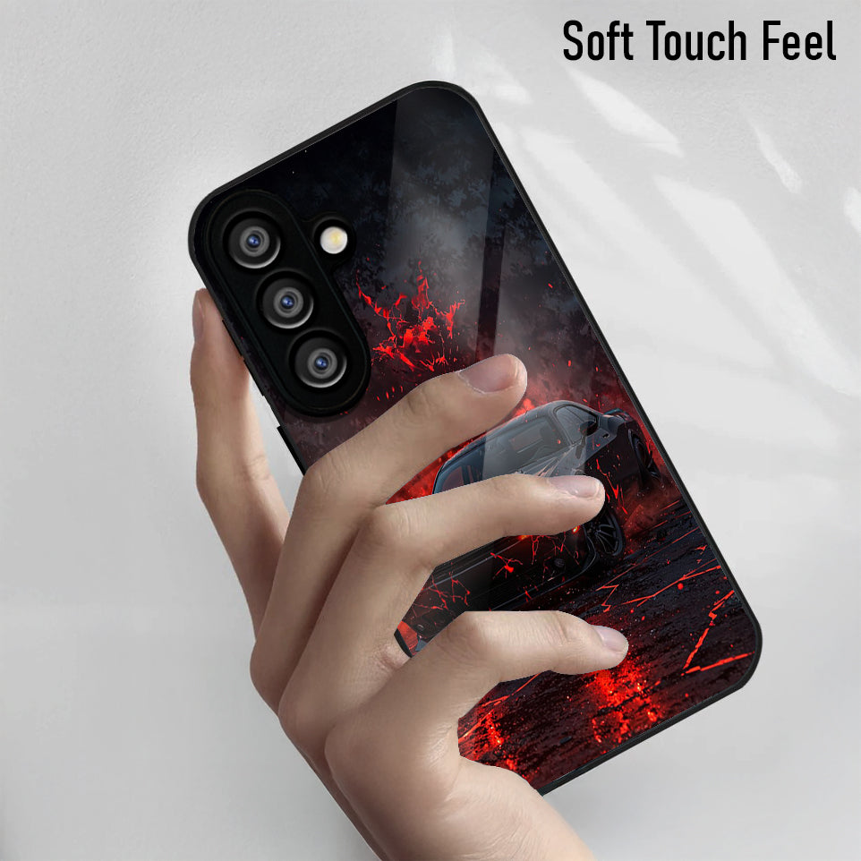 Samsung Galaxy A56 Premium Acrylic Shockproof Glass Back Case (InfernoDrive)