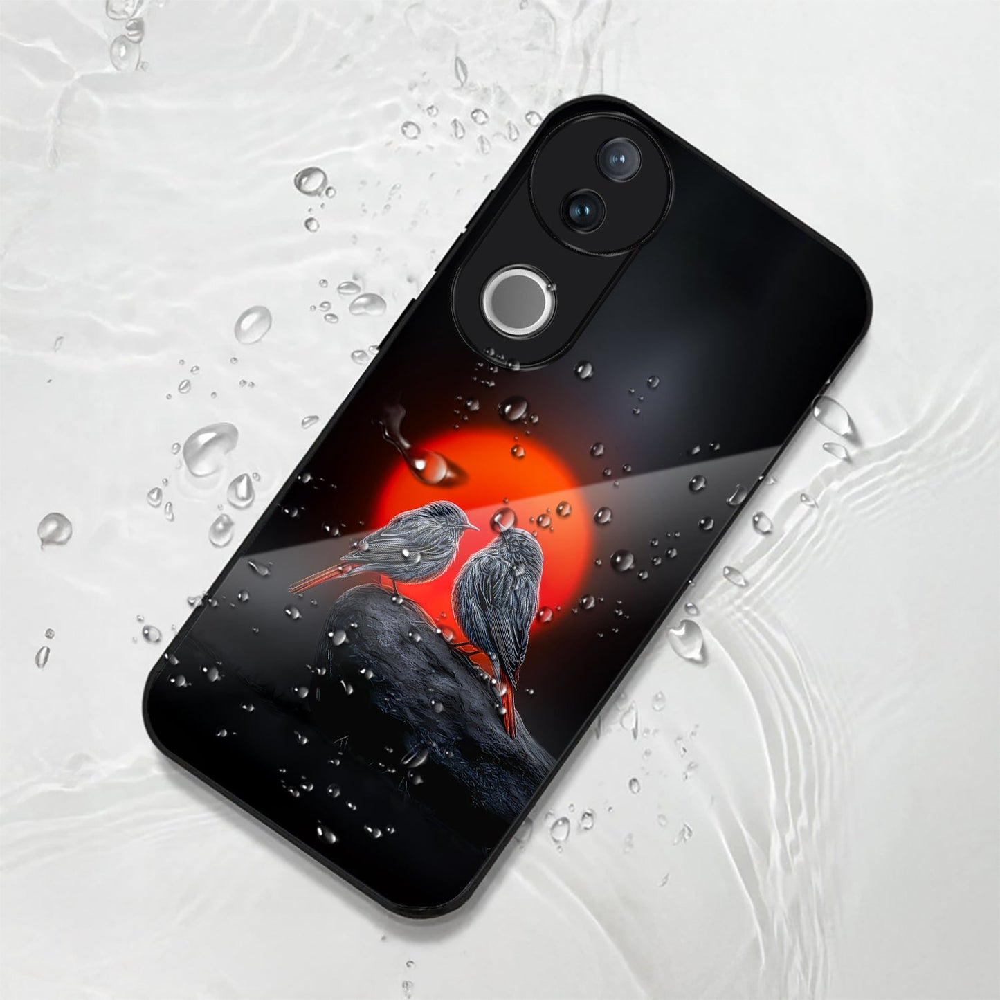 Vivo V50 5G Premium Acrylic Shockproof Glass Back Case (Sunset Love)