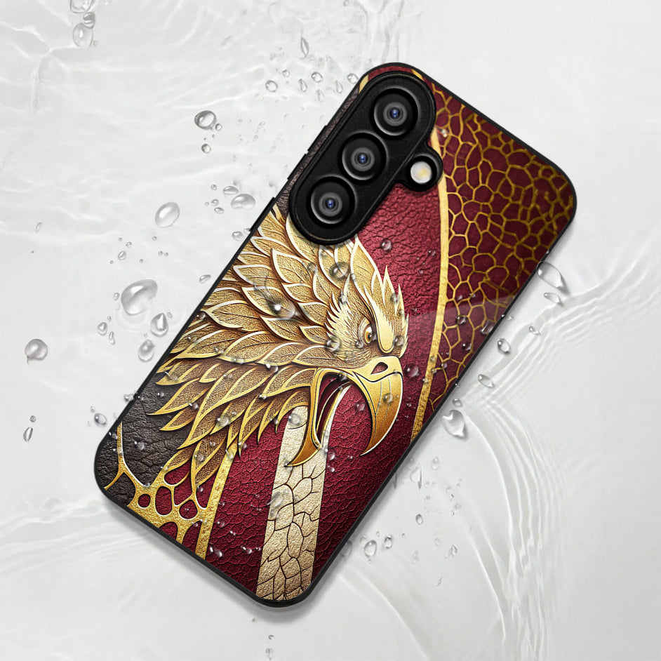 Samsung Galaxy A56 Premium Acrylic Shockproof Glass Back Case (Metallic Eagle)