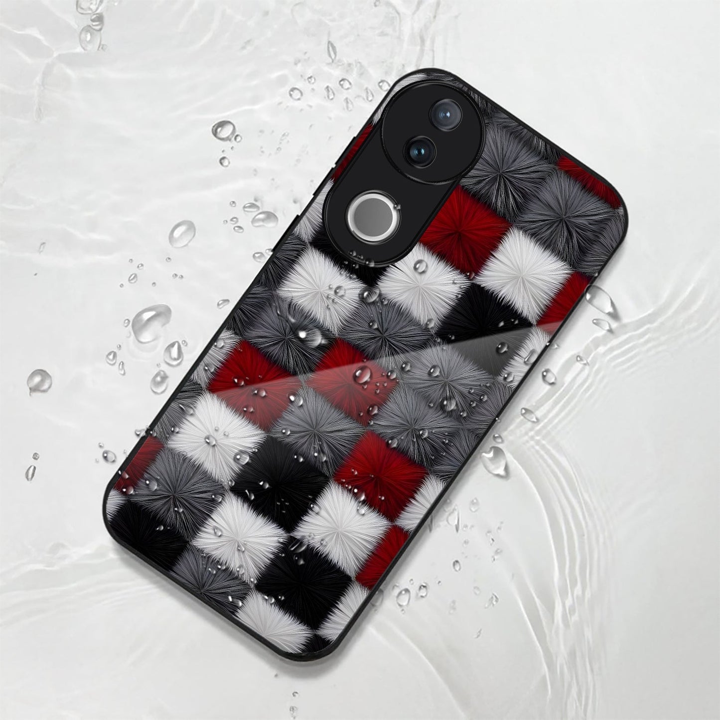 Vivo V50 5G Premium Acrylic Shockproof Glass Back Case (Pixel Blocks)