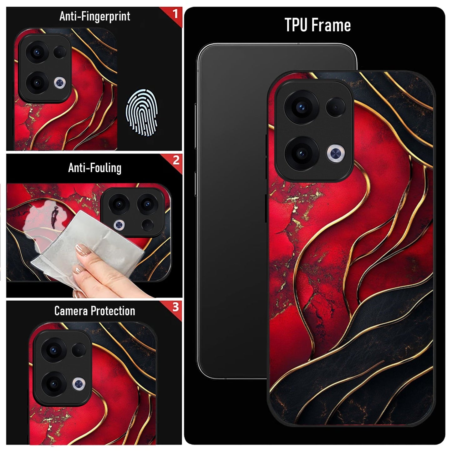 Oppo Reno 13 5G Premium Acrylic Shockproof Glass Back Case (Golden Blaze)