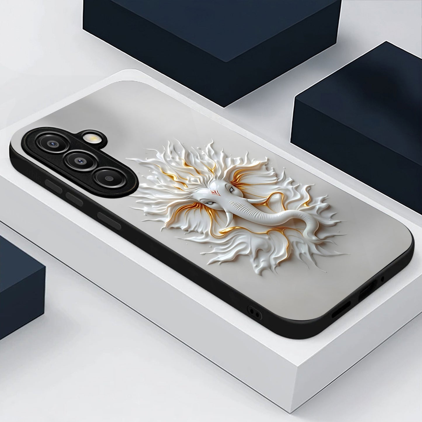 Samsung Galaxy A36 5G Premium Acrylic Shockproof Glass Back Case (White Ganesha)