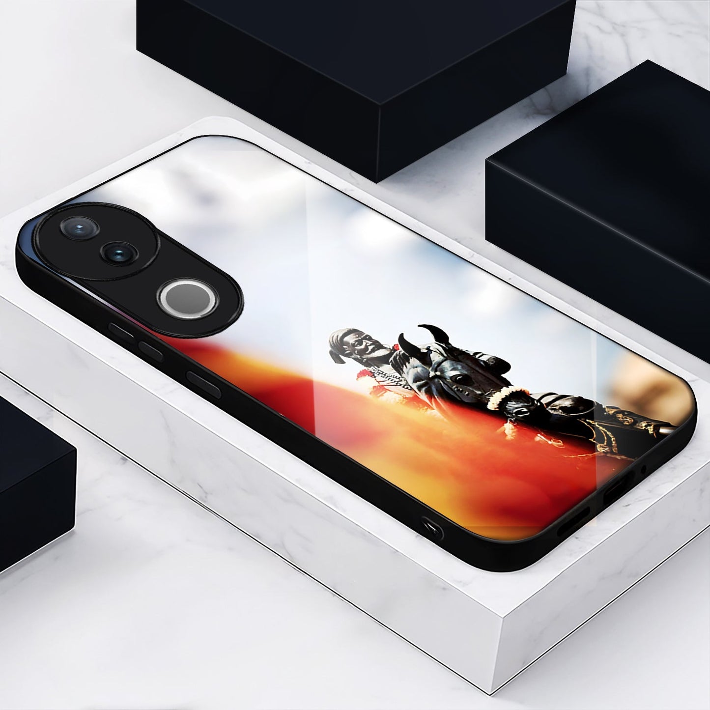 Vivo V50 5G Premium Acrylic Shockproof Glass Back Case (Maratha King)