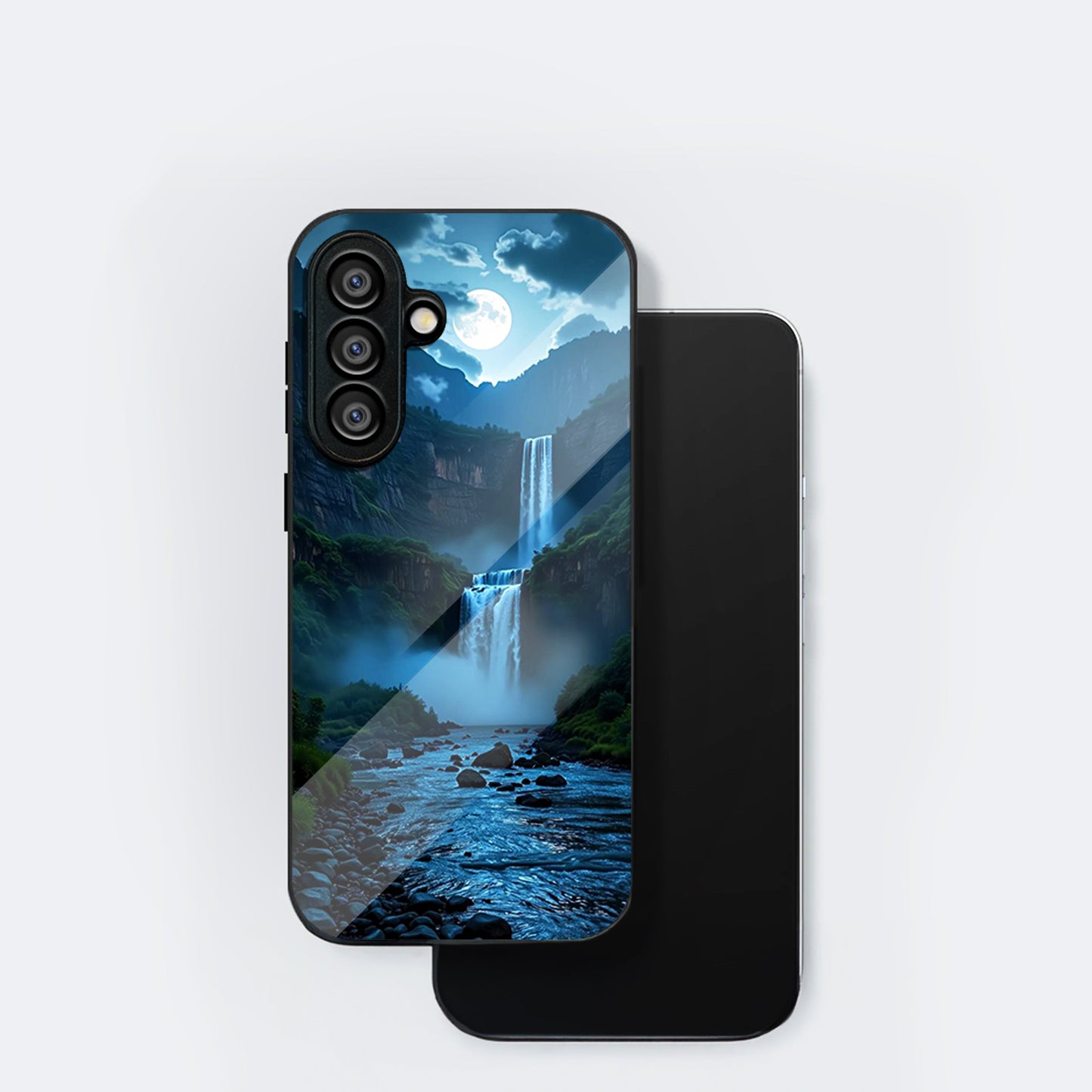 Samsung Galaxy A56 Premium Acrylic Shockproof Glass Back Case (Moonlit waterfall)