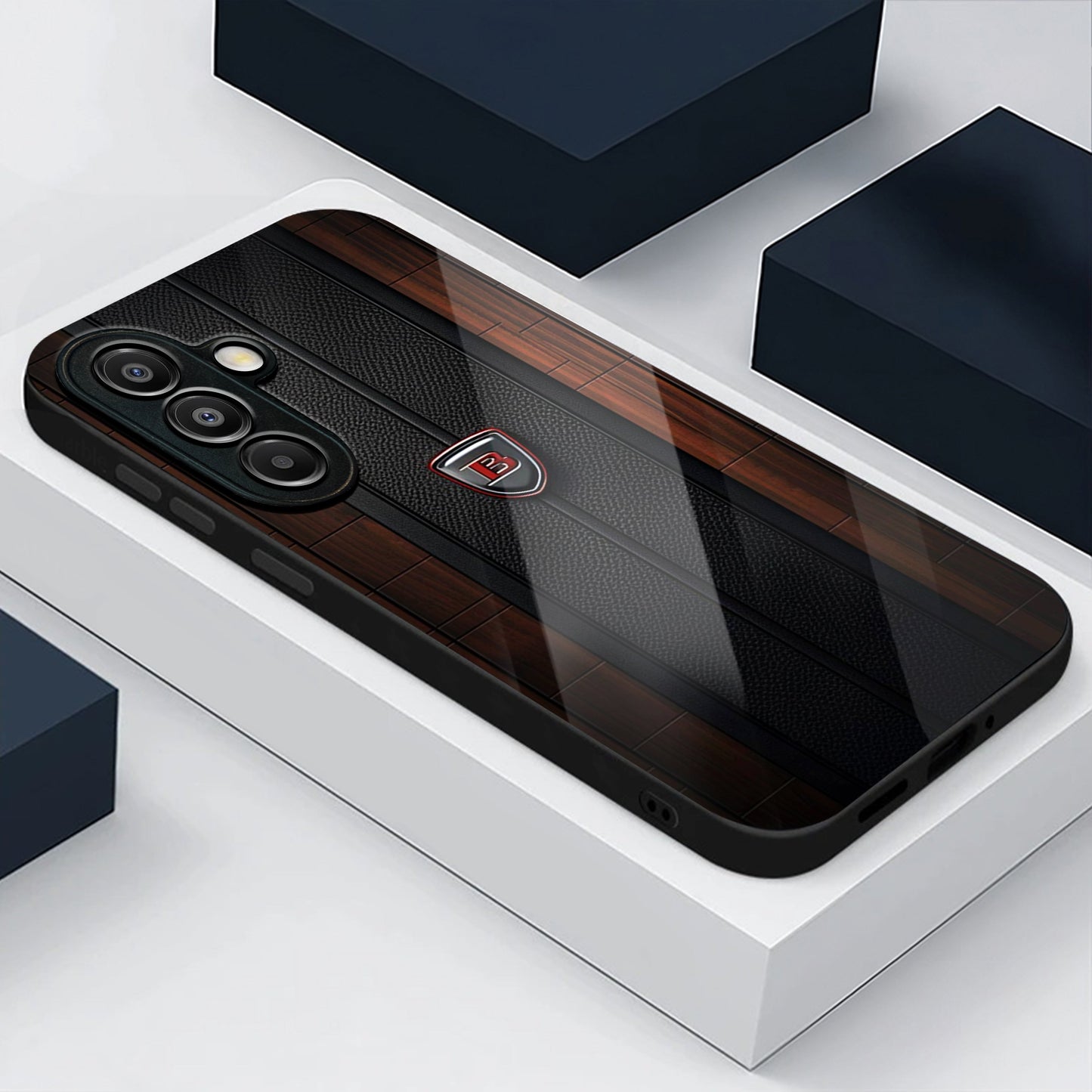 Samsung Galaxy A56 5G Premium Acrylic Shockproof Glass Back Case (Carbon Oak)