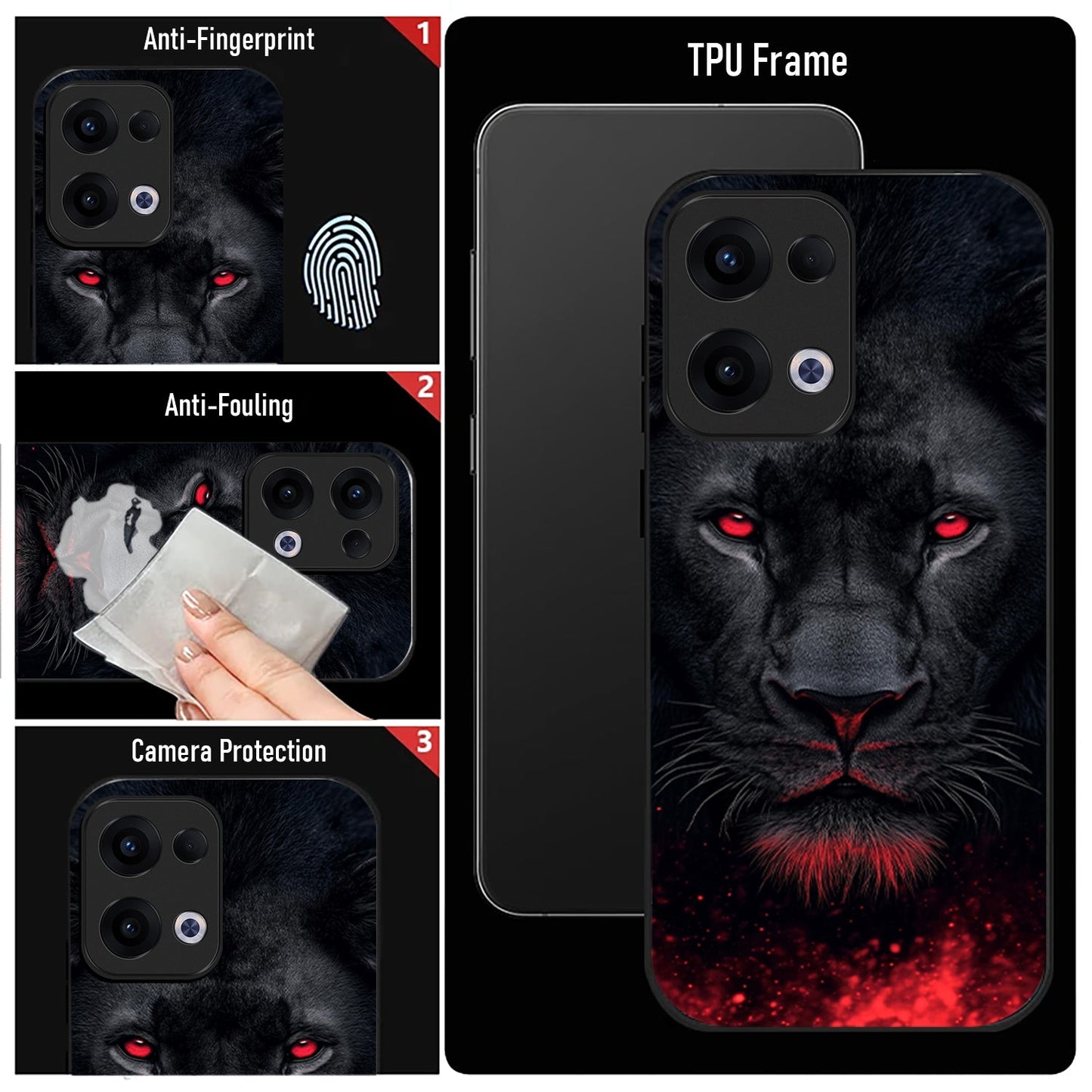 Oppo Reno 13 5G Premium Acrylic Shockproof Glass Back Case (Shadow Beast)