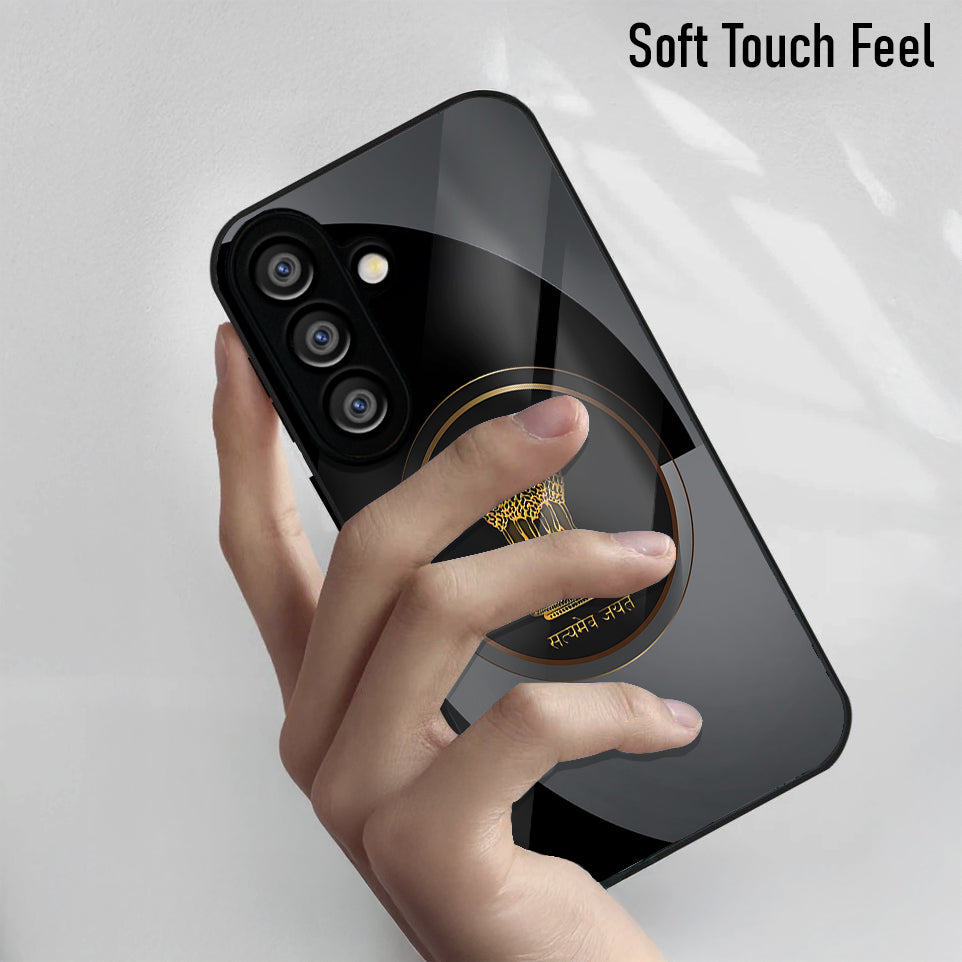 Samsung Galaxy A56 Premium Acrylic Shockproof Glass Back Case (Satyamev Noir)