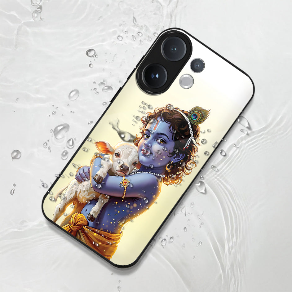 Vivo V60 5G Premium Acrylic Shockproof Glass Back Case (Cute Krishna)