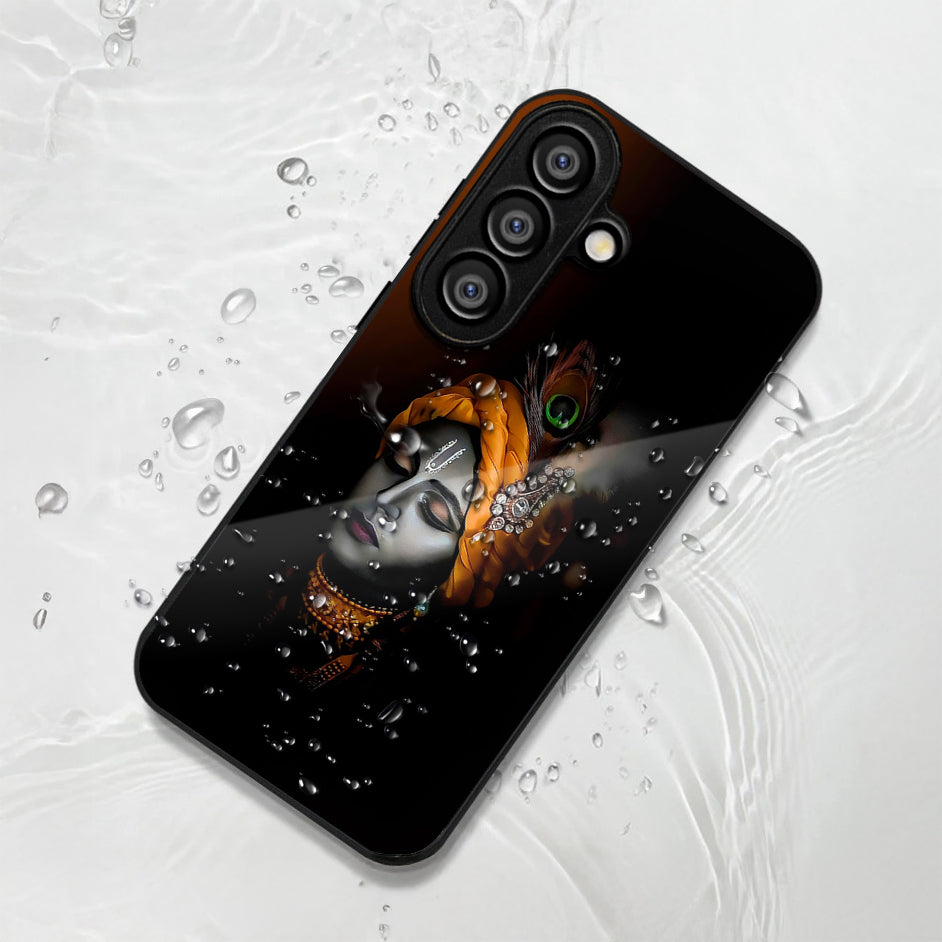 Samsung Galaxy A56 Premium Acrylic Shockproof Glass Back Case (Turban Krishna)