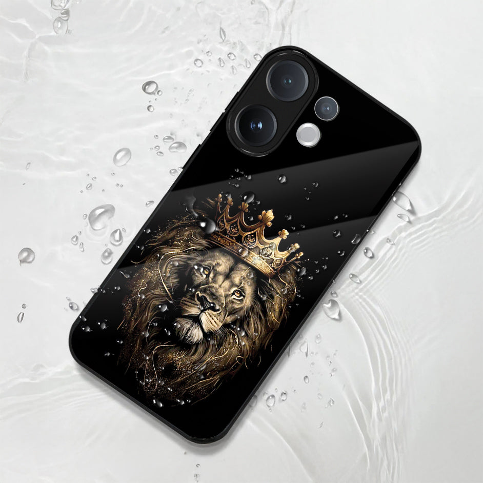 Vivo V60 5G Premium Acrylic Shockproof Glass Back Case (Crowned Lion )