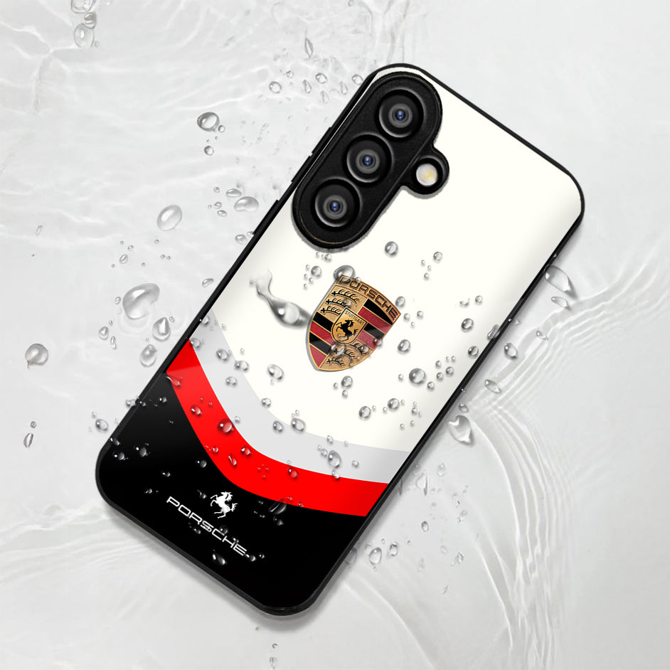 Samsung Galaxy A56 Premium Acrylic Shockproof Glass Back Case (Porsche Stripe)
