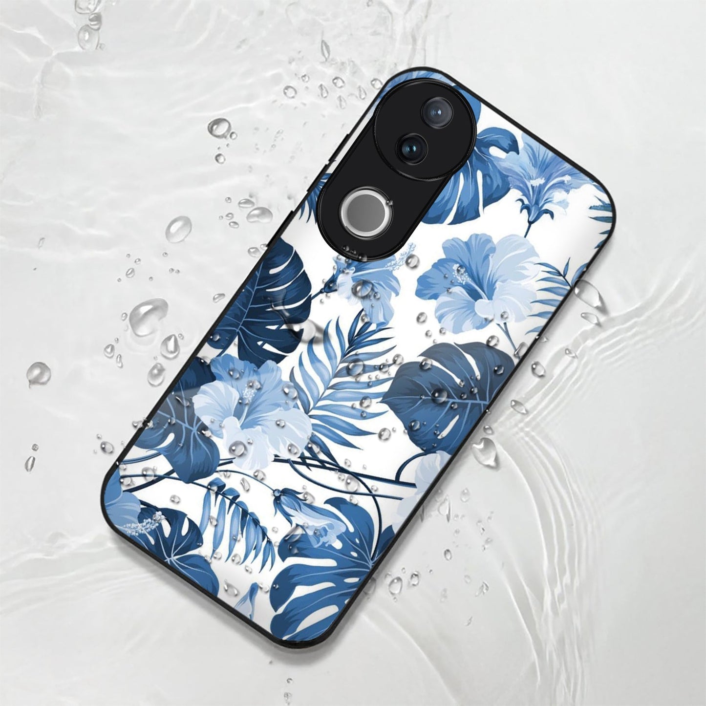 Vivo V50 5G Premium Acrylic Shockproof Glass Back Case (Pacific Petals)