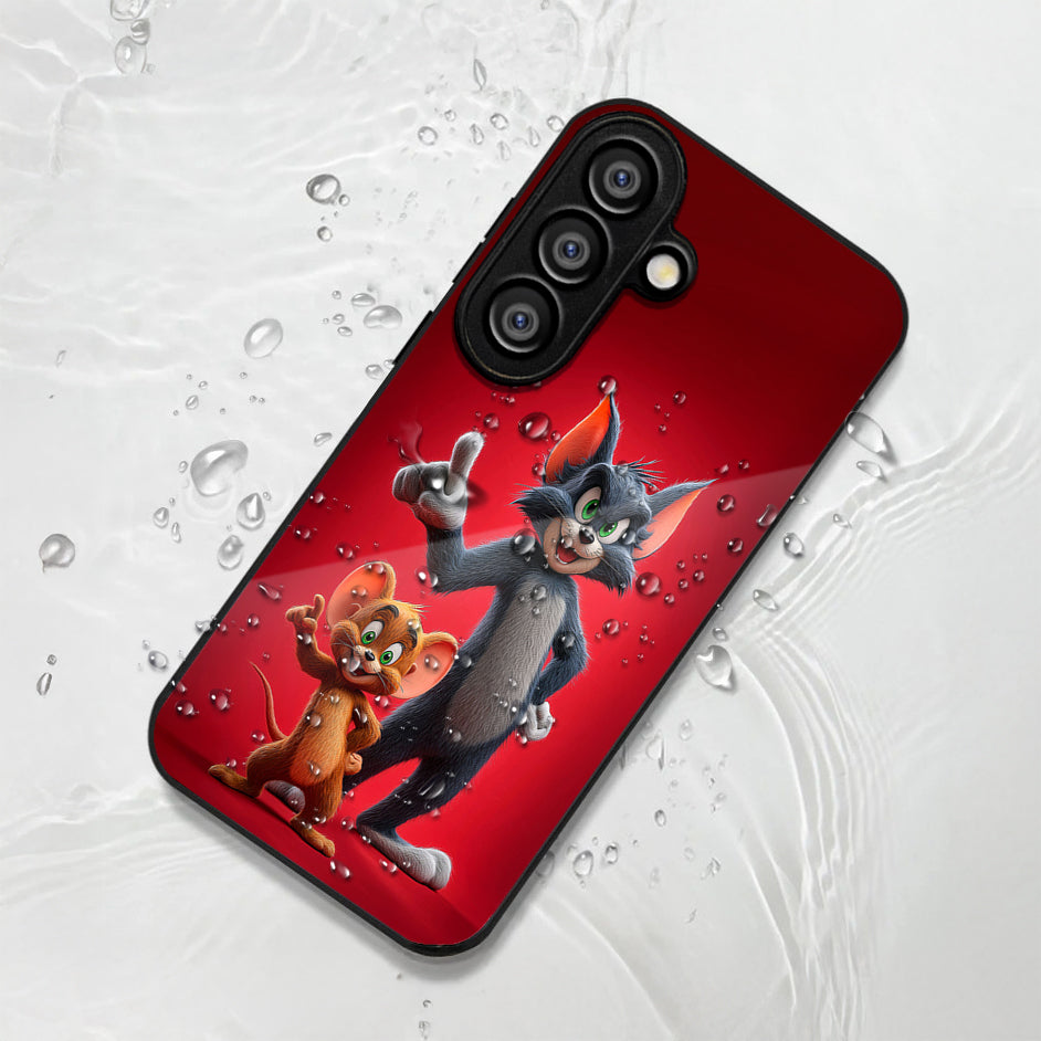 Samsung Galaxy A56 Premium Acrylic Shockproof Glass Back Case (Tom and Jerry)