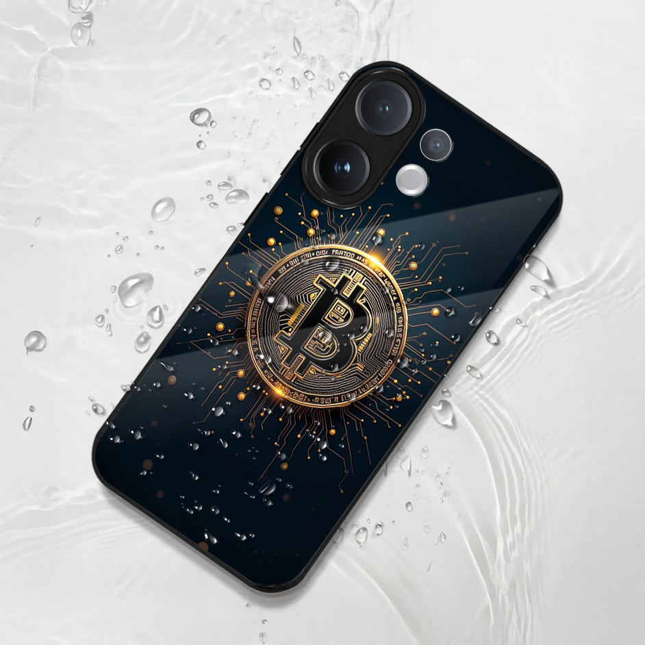 Vivo V60 5G Premium Acrylic Shockproof Glass Back Case (Bitcoin Armor)