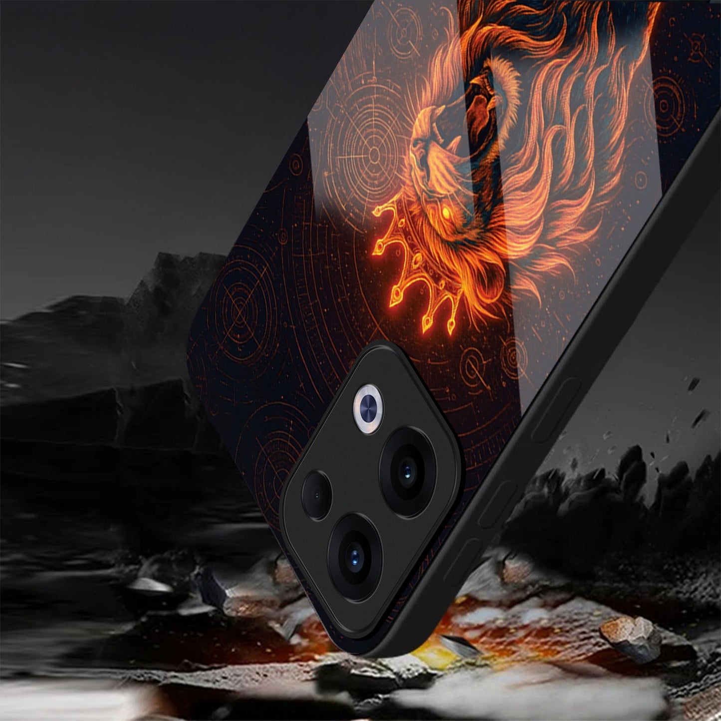 Oppo Reno 13 5G Premium Acrylic Shockproof Glass Back Case (King of Cosmos)