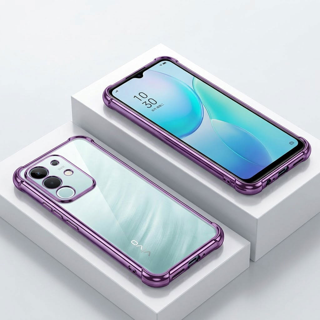 Vivo T4X 5G Anti-Yellow Electroplating Transparent Airbags Case