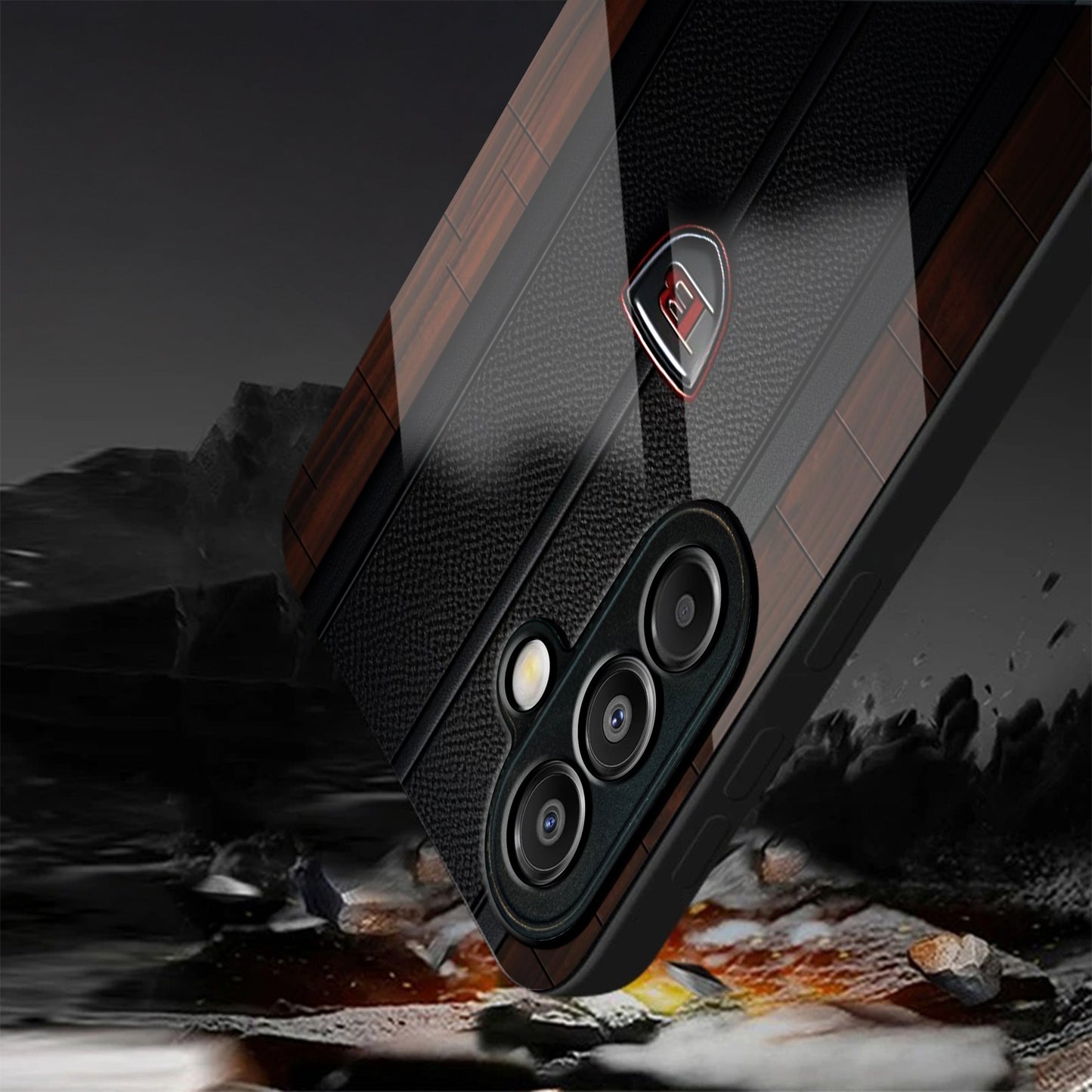 Samsung Galaxy A56 5G Premium Acrylic Shockproof Glass Back Case (Carbon Oak)