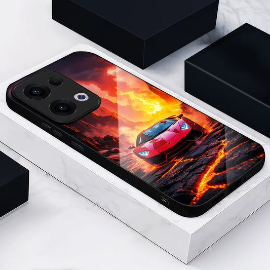 Oppo Reno 13 5G Premium Acrylic Shockproof Glass Back Case (Lamborghini Red)