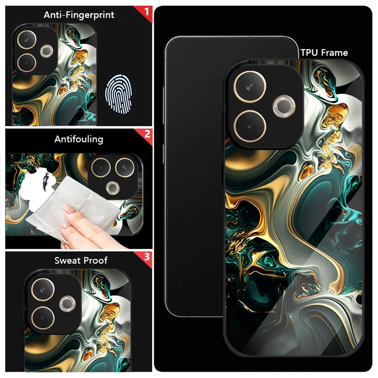 Oppo A5 Pro 5G Premium Acrylic Shockproof Glass Back Case (Ocean Ember)