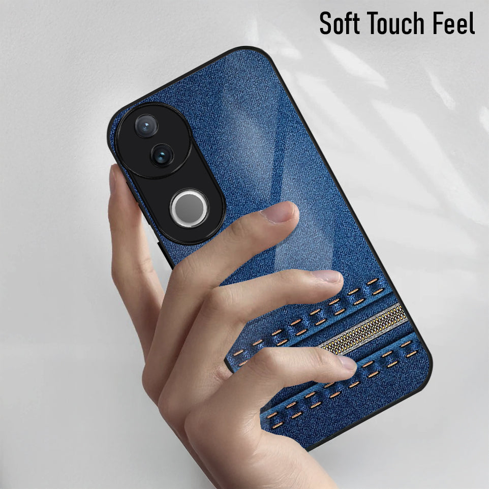 Vivo V50 5G Premium Acrylic Shockproof Glass Back Case (Denim Shield)