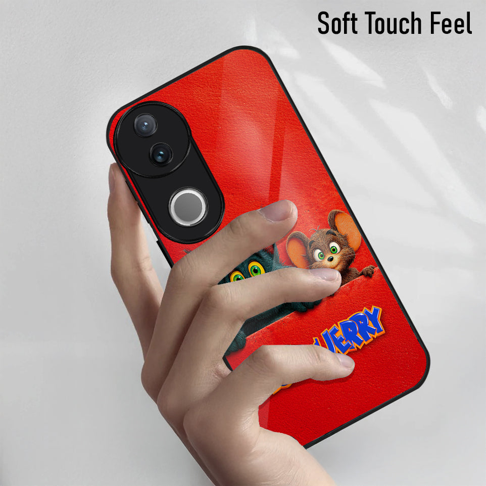 Vivo V50 5G Premium Acrylic Shockproof Glass Back Case (Classic Cartoon)