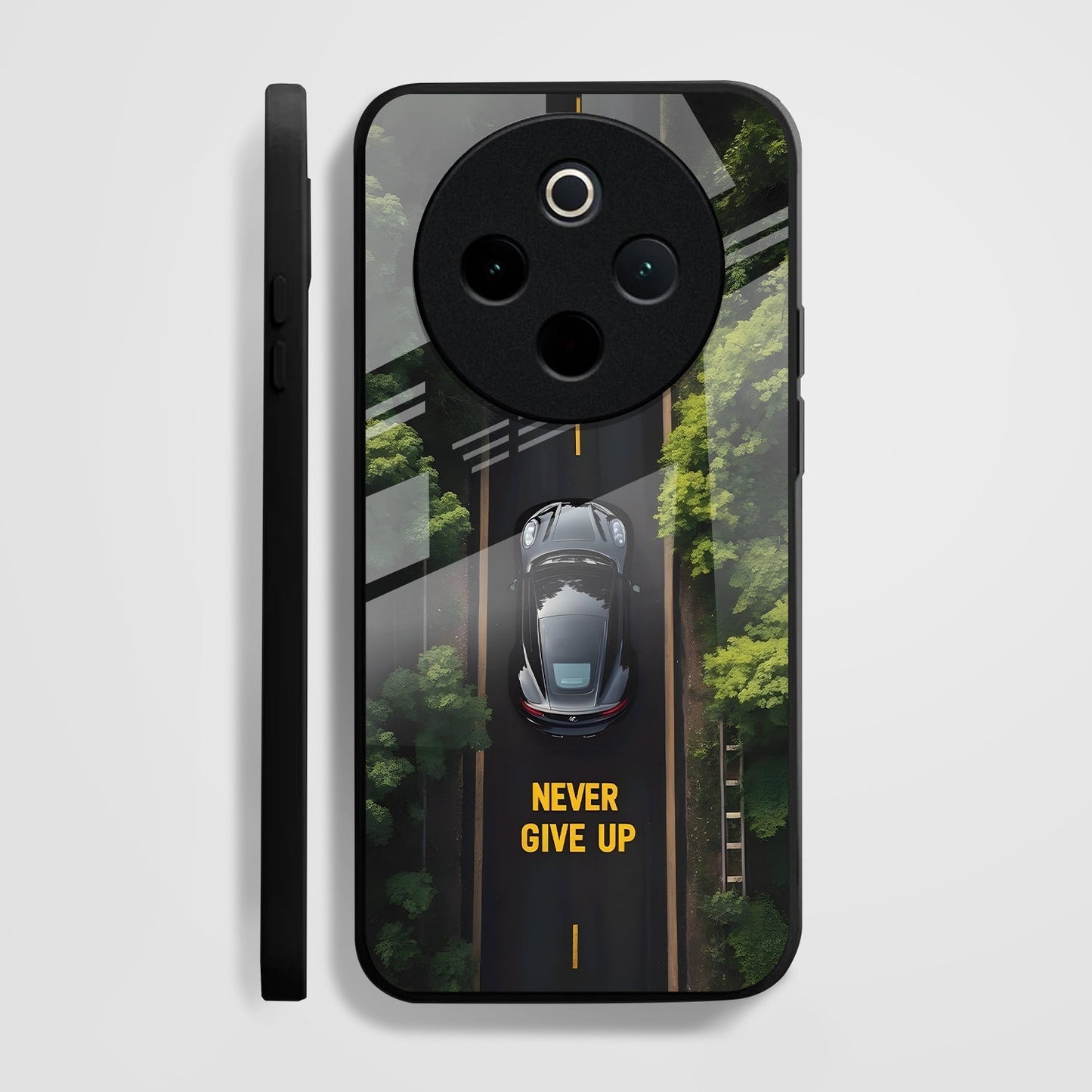 Vivo T4 5G Premium Acrylic Shockproof Glass Back Case (Road Never Give Up)