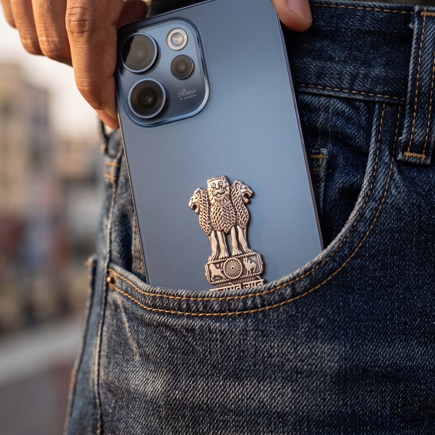 Oppo Reno 15C 5G Compatible Satyamev Jayate 3D Metal Emblem Sticker