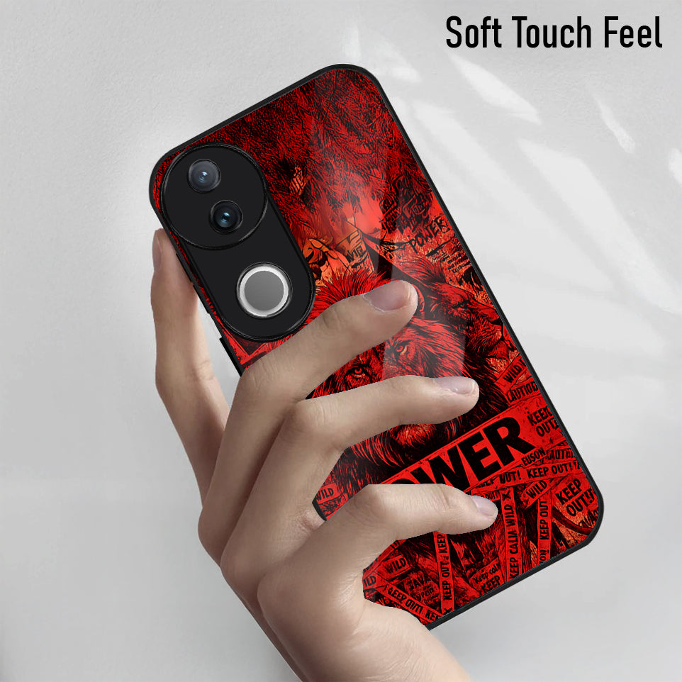 Vivo V50 5G Premium Acrylic Shockproof Glass Back Case (Lion Power)