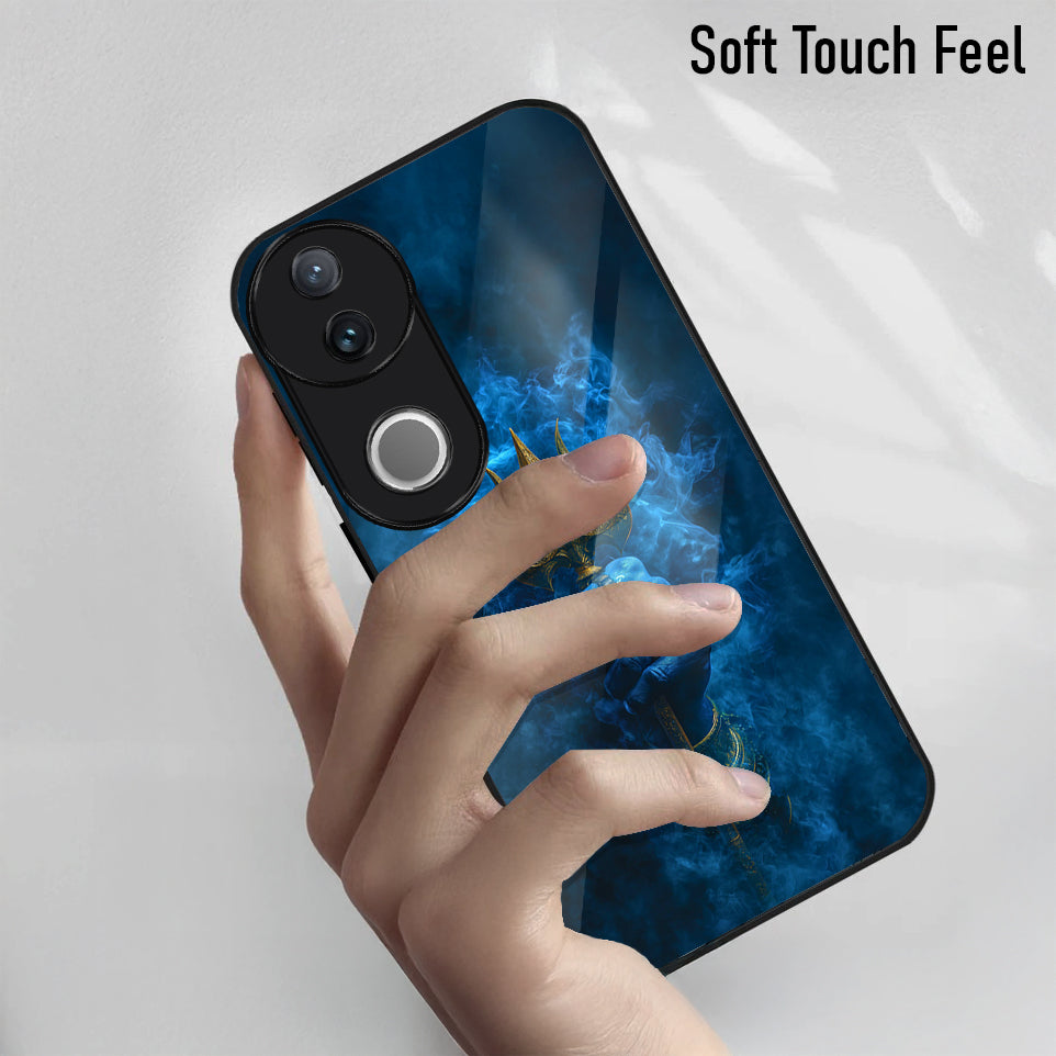 Vivo V50 5G Premium Acrylic Shockproof Glass Back Case (Divine Trident)