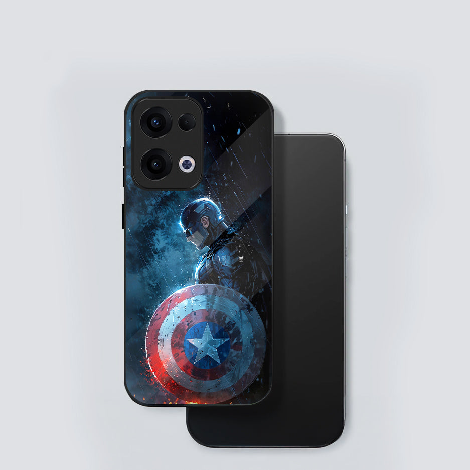 Oppo Reno 13 5G Premium Acrylic Shockproof Glass Back Case (Captain America)